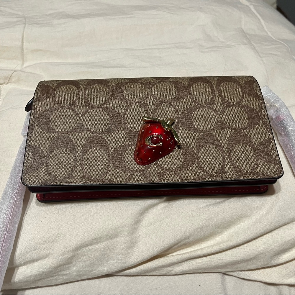 Coach strawberry Anna fold over